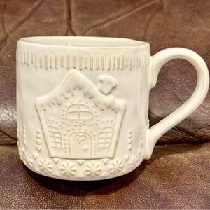 Gingerbread House with Snowflakes Embossed Ceramic Christmas Mug